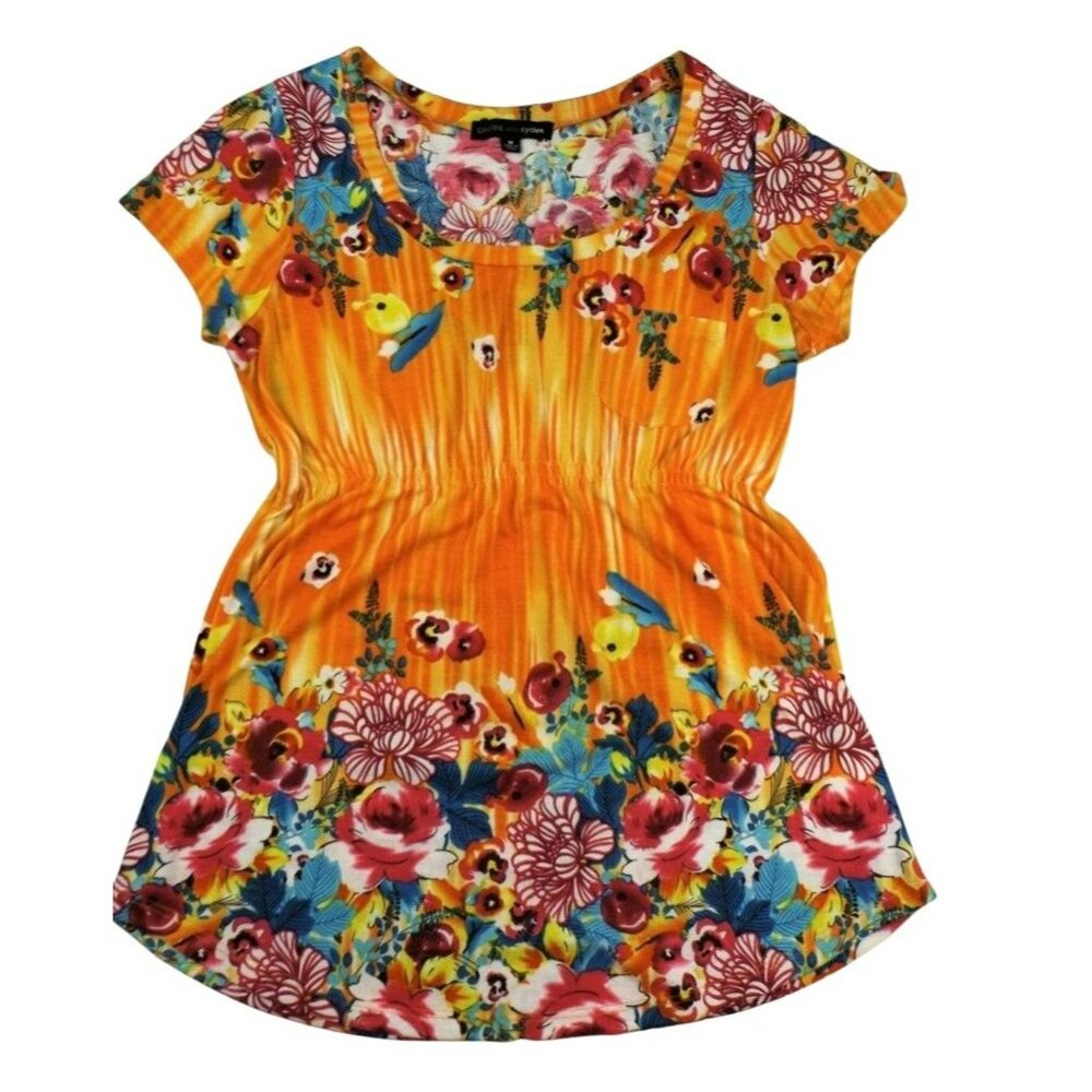 Womens Summer Top Multi-Color Swim Cover Orange Red Size Medium JH900